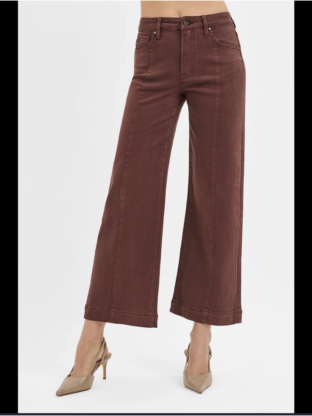 Oat New York Wide Leg Crop Pants in Brown